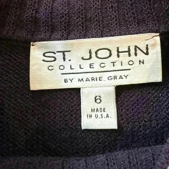 Vtg St John Collection Plum Purple Studded Embellished Mock Neck Sweater Knit 6 - Picture 4 of 5